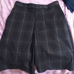 Slazenger Boys Plaid Golf Shorts Black and Gray SZ 28 W